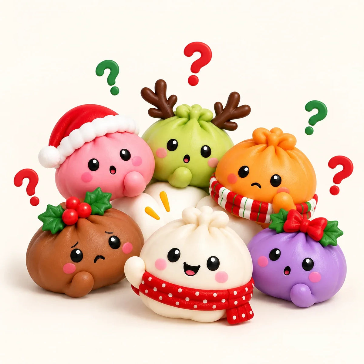 Squishy natalizi con punti interrogativi